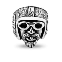 Load image into Gallery viewer, Route 66 solid 925 sterling silver ring biker ring motocycle head ring