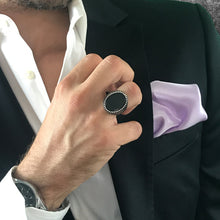 Görseli Galeri görüntüleyiciye yükleyin, Sterling Silver Ring with Large Oval-shaped Black Onyx Gemstone