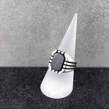 Load image into Gallery viewer, Sterling Silver Ring with Rectangle Black Onyx Gemstone