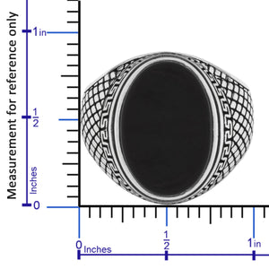 Greek Style Sterling Silver Statement Ring for Men with Black Onyx Gemstone