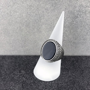 Greek Style Sterling Silver Statement Ring for Men with Black Onyx Gemstone