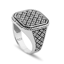 Görseli Galeri görüntüleyiciye yükleyin, pure plain solid stoneless handmade handcrafted 925 stamped sterling silver ring rings men-s man father dad gift-s jewelry jewellery oxidized anniversary business celebration-s plated casual smart formal engagement promise birthday woven knit-ting wicker mesh