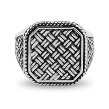 Görseli Galeri görüntüleyiciye yükleyin, pure plain solid stoneless handmade handcrafted 925 stamped sterling silver ring rings men-s man father dad gift-s jewelry jewellery oxidized anniversary business celebration-s plated casual smart formal engagement promise birthday woven knit-ting wicker mesh
