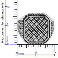 Görseli Galeri görüntüleyiciye yükleyin, Woven/Mesh Design Large Square Sterling Silver Ring