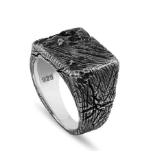 Load image into Gallery viewer, Unique Pure Solid Real Signet Statement 925 Sterling Silver Ring for Men .925 925 Stamp Oxidized Jewelry Handcrafted Handmade Engraved Gothic Vintage Biker Bikers