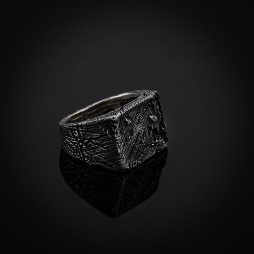 Handmade Black Color Vintage Sterling Silver Ring for Men | One of a Kind