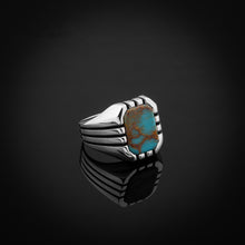 Görseli Galeri görüntüleyiciye yükleyin, Sterling Silver Ring with Rectangle Antique Turquoise Gemstone