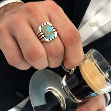 Görseli Galeri görüntüleyiciye yükleyin, Sterling Silver Ring with Rectangle Antique Turquoise Gemstone