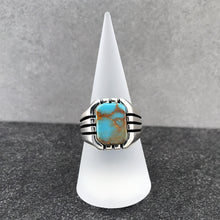 Görseli Galeri görüntüleyiciye yükleyin, Sterling Silver Ring with Rectangle Antique Turquoise Gemstone
