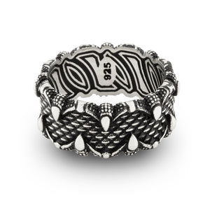 925 stamped, sterling silver dragon claw band ring