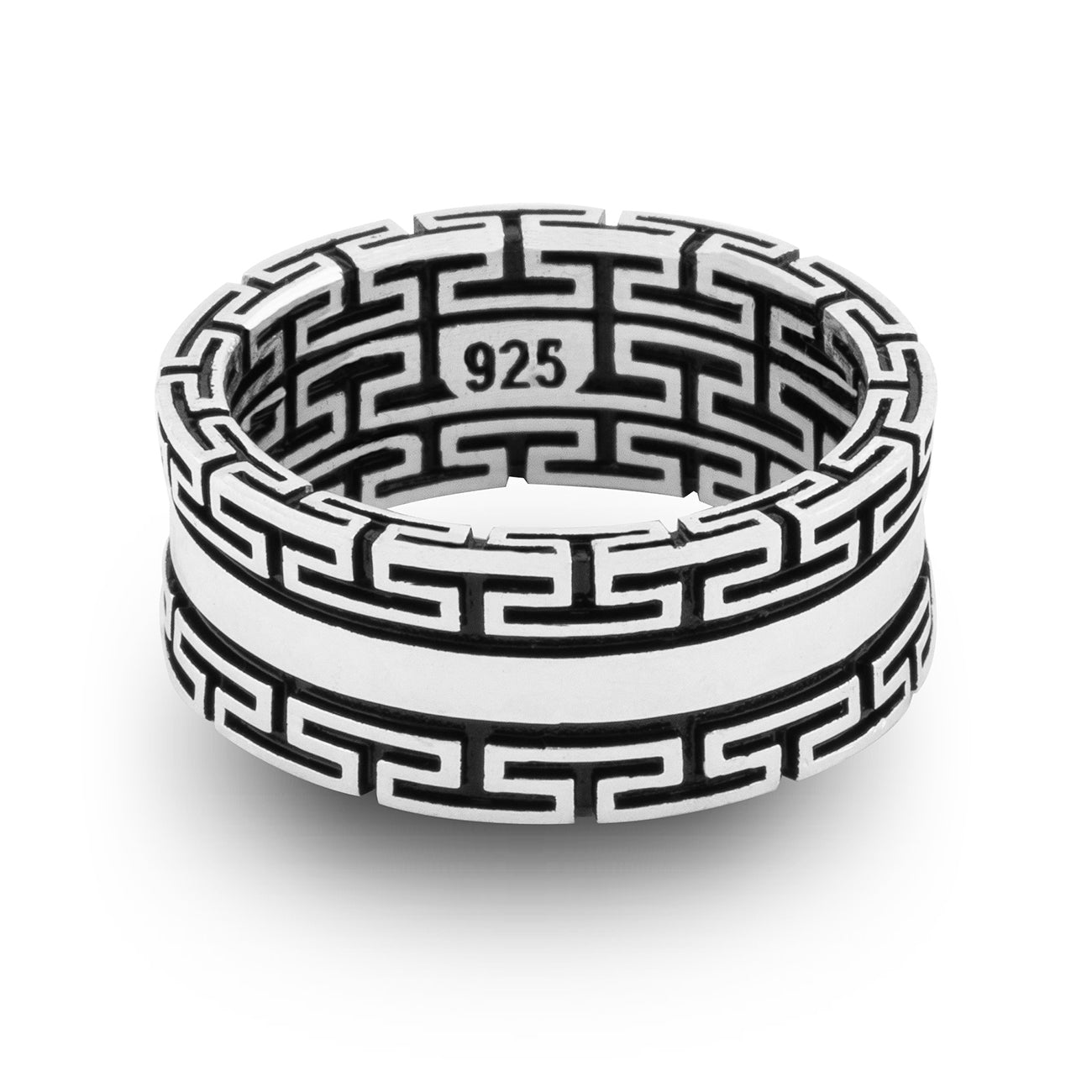 Solid 925 Sterling Silver Meander Band Ring – Handmade, Nickel-Free – Stamped – Any Size Available