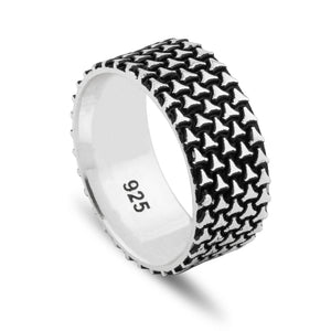 Rugged Design Solid Oxidized Sterling Silver Band Ring