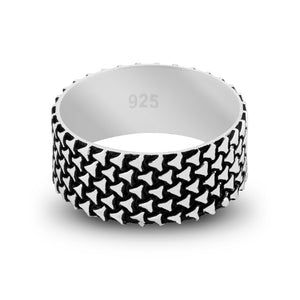 Chicotta Men's Rugged Design Solid 925 Stamped Oxidized Sterling Silver Band Ring