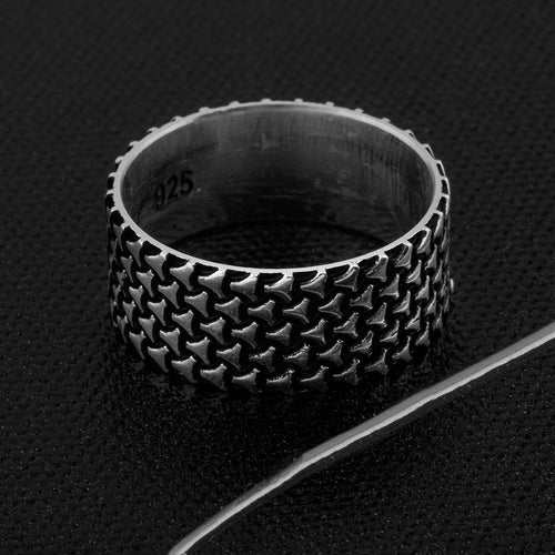 Rugged Design Solid Oxidized Sterling Silver Band Ring