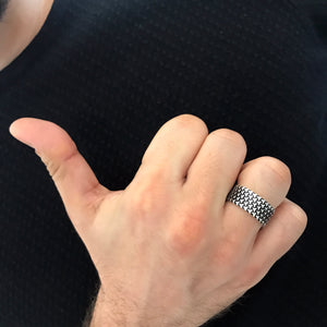 Rugged Design Solid Oxidized Sterling Silver Band Ring