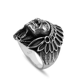 Native American Design Solid Sterling Silver Ring