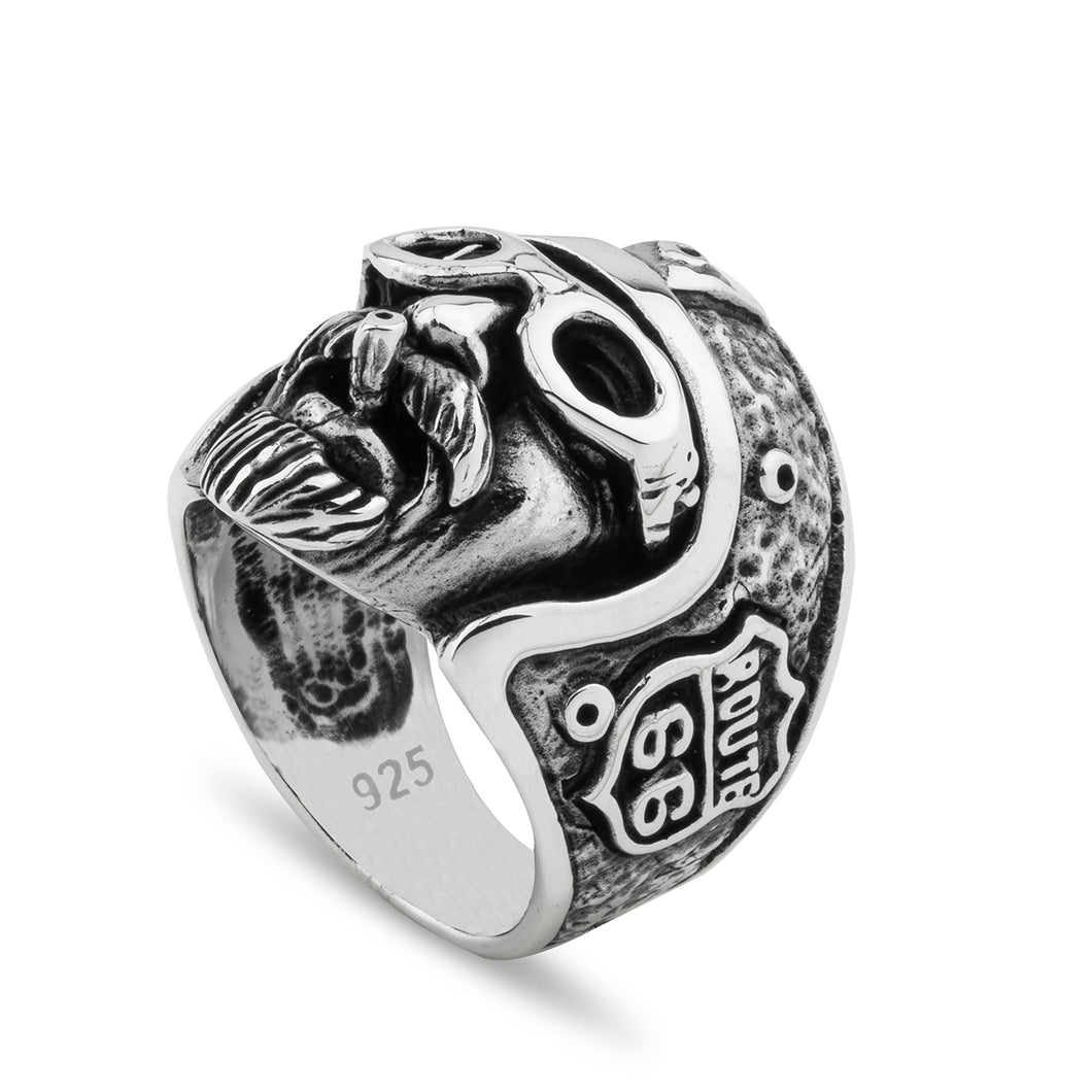 Route 66 solid 925 sterling silver ring biker ring motocycle head ring