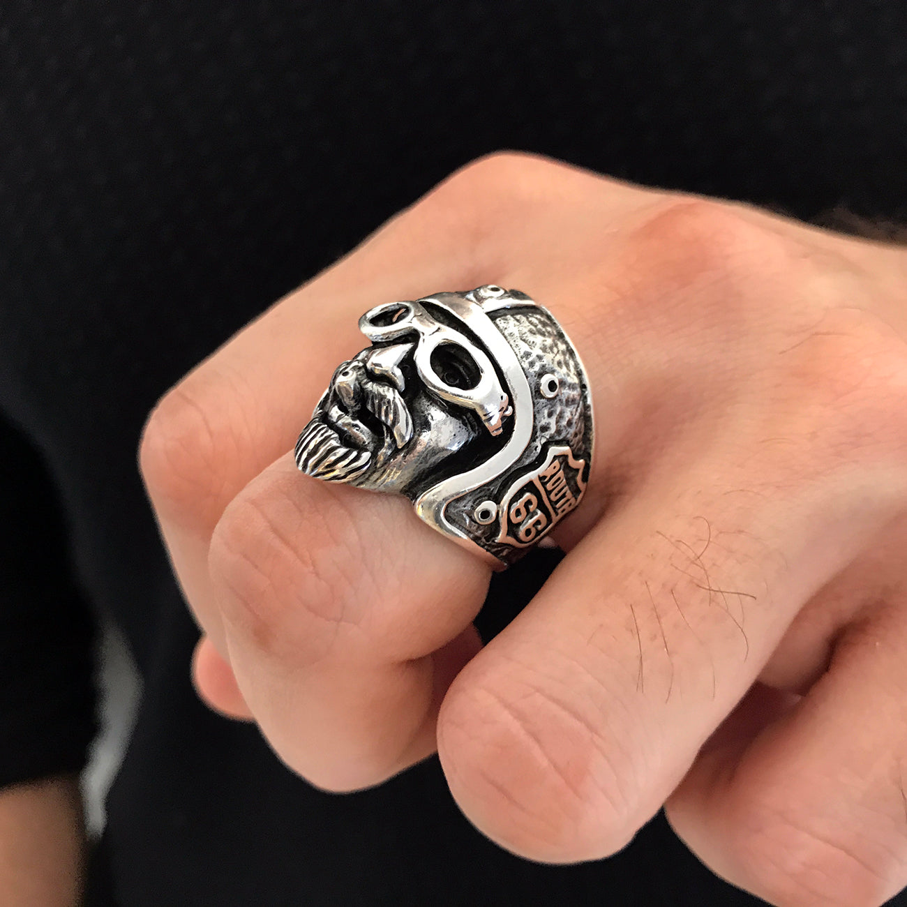 Route 66 Will Rogers Highway Sterling Silver Biker s Ring chicotta