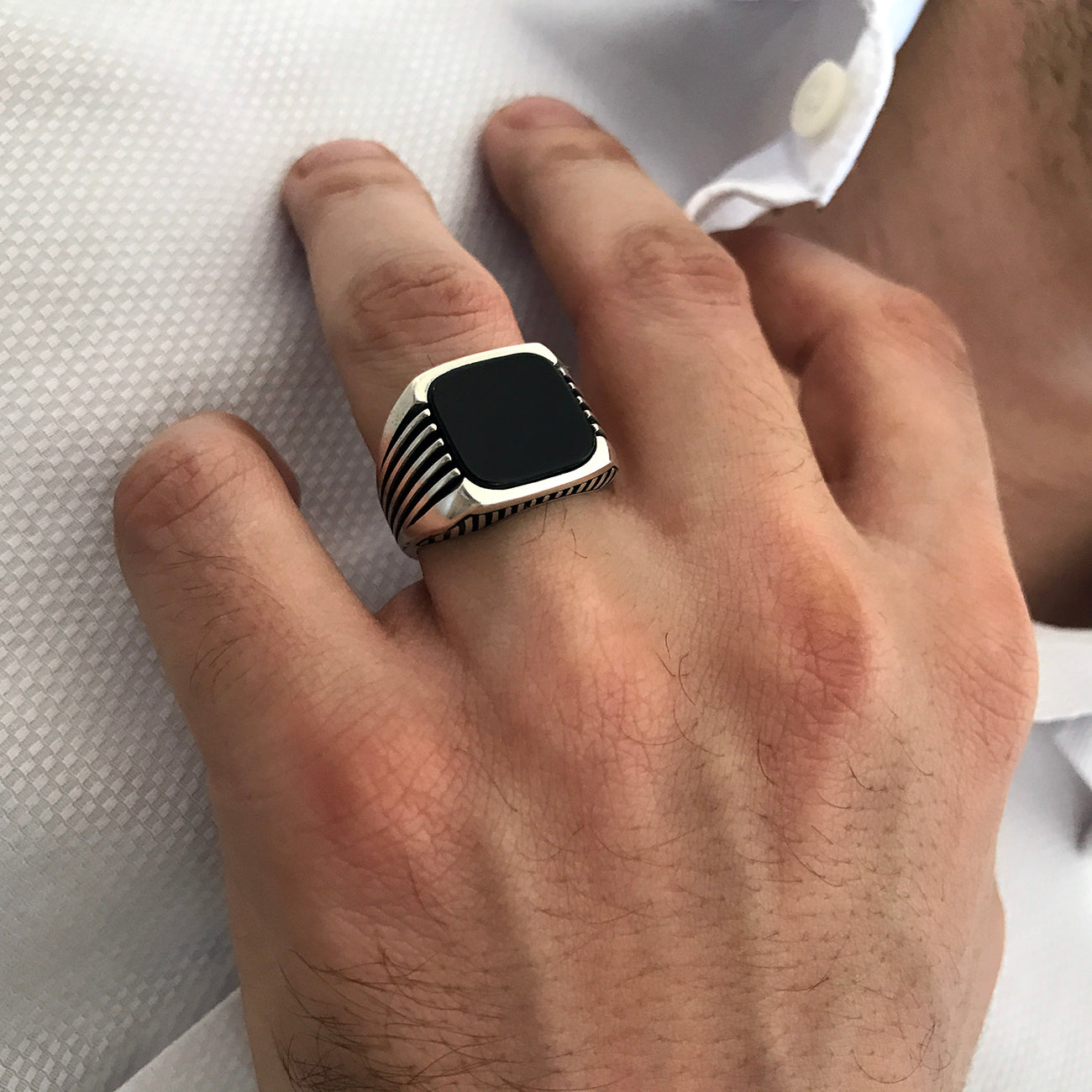 Square black hotsell stone ring
