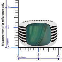 Görseli Galeri görüntüleyiciye yükleyin, Sterling Silver Ring with Large Rounded-square Water Green Agate