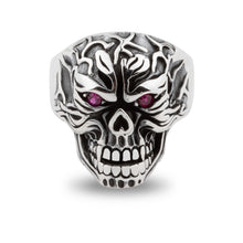 Load image into Gallery viewer, Chicotta Men&#39;s Scary Skull Design with Purple Zirconia Eyes Solid 925 Stamped Sterling Silver Biker Ring