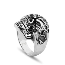 Load image into Gallery viewer, Scary Skull Design with Purple Zirconia Eyes Sterling Silver Biker&#39;s Ring