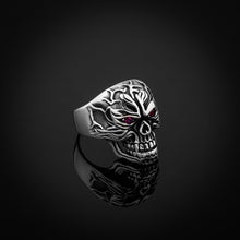 Load image into Gallery viewer, Scary Skull Design with Purple Zirconia Eyes Sterling Silver Biker&#39;s Ring