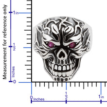 Load image into Gallery viewer, Scary Skull Design with Purple Zirconia Eyes Sterling Silver Biker&#39;s Ring
