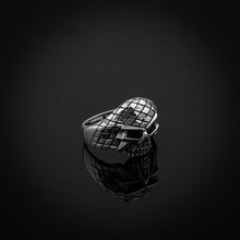 Load image into Gallery viewer, Small Plaid Skull Design Sterling Silver Biker&#39;s Ring