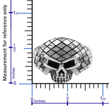 Load image into Gallery viewer, Small Plaid Skull Design Sterling Silver Biker&#39;s Ring