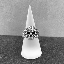 Load image into Gallery viewer, Small Plaid Skull Design Sterling Silver Biker&#39;s Ring