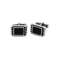 Load image into Gallery viewer, Rectangle Shape Sterling Silver Cufflink with Black Onyx Gemstone