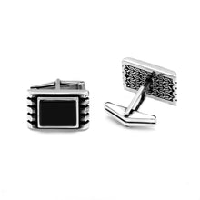 Load image into Gallery viewer, Rectangle Shape Sterling Silver Cufflink with Black Onyx Gemstone